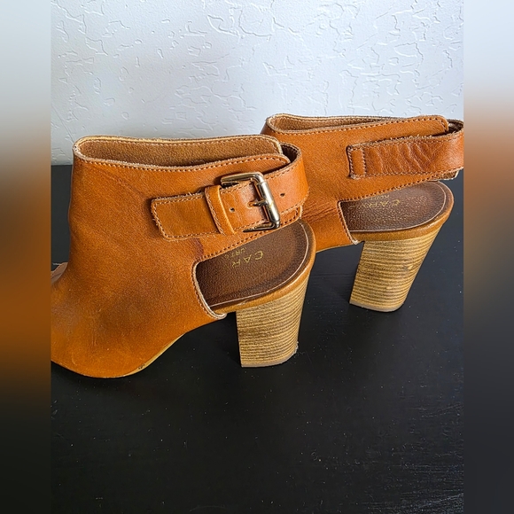Carvela Kurt Geiger Chic Tan Leather Open-Toe Ankle Heels Size 36 - Picture 3 of 10